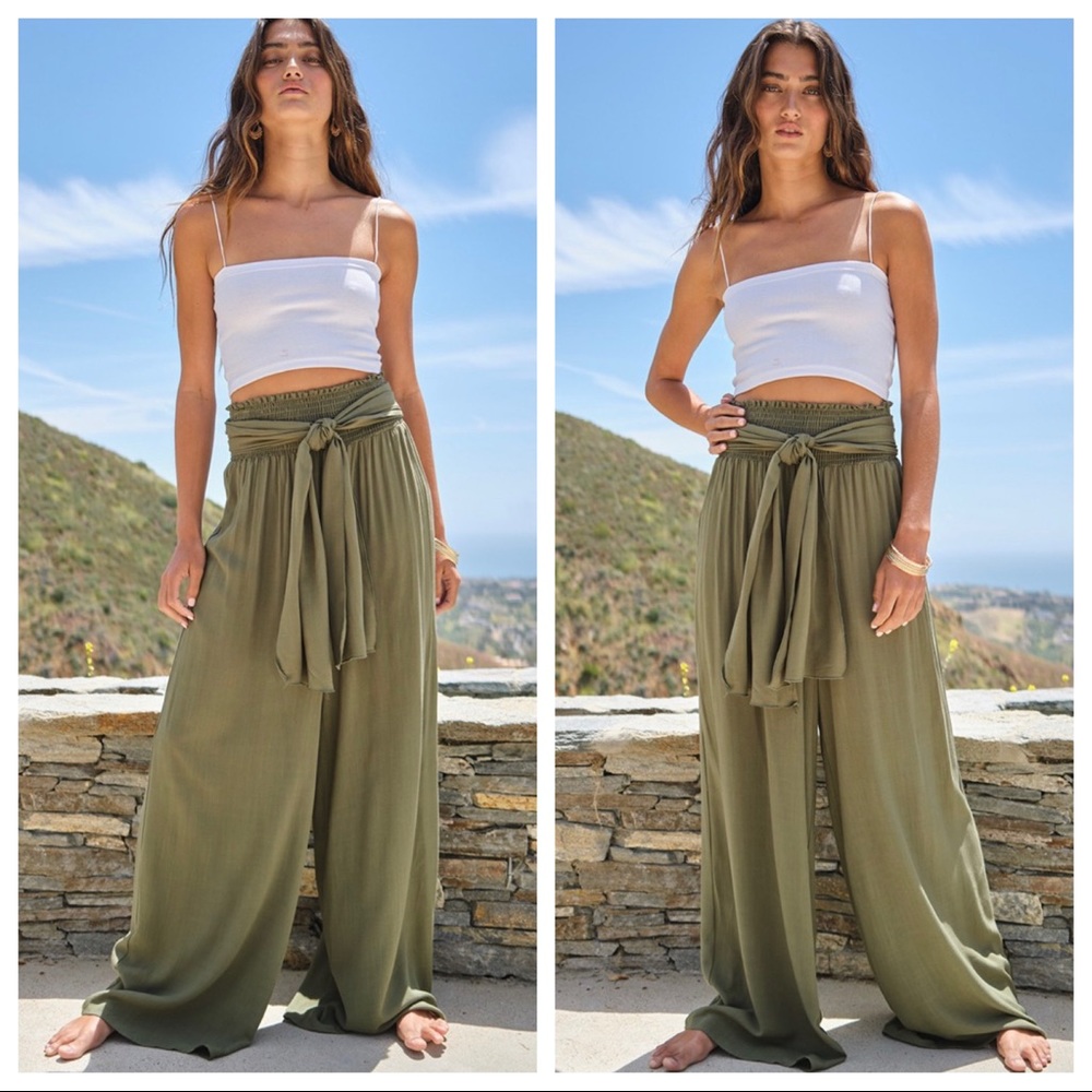 #06 Most Fabulous High Waist Wide Leg Tie at Waist Pants - Picture 4 of 5